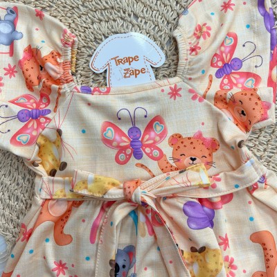 Vestido Bichinhos Felizes com Laço Amarelo